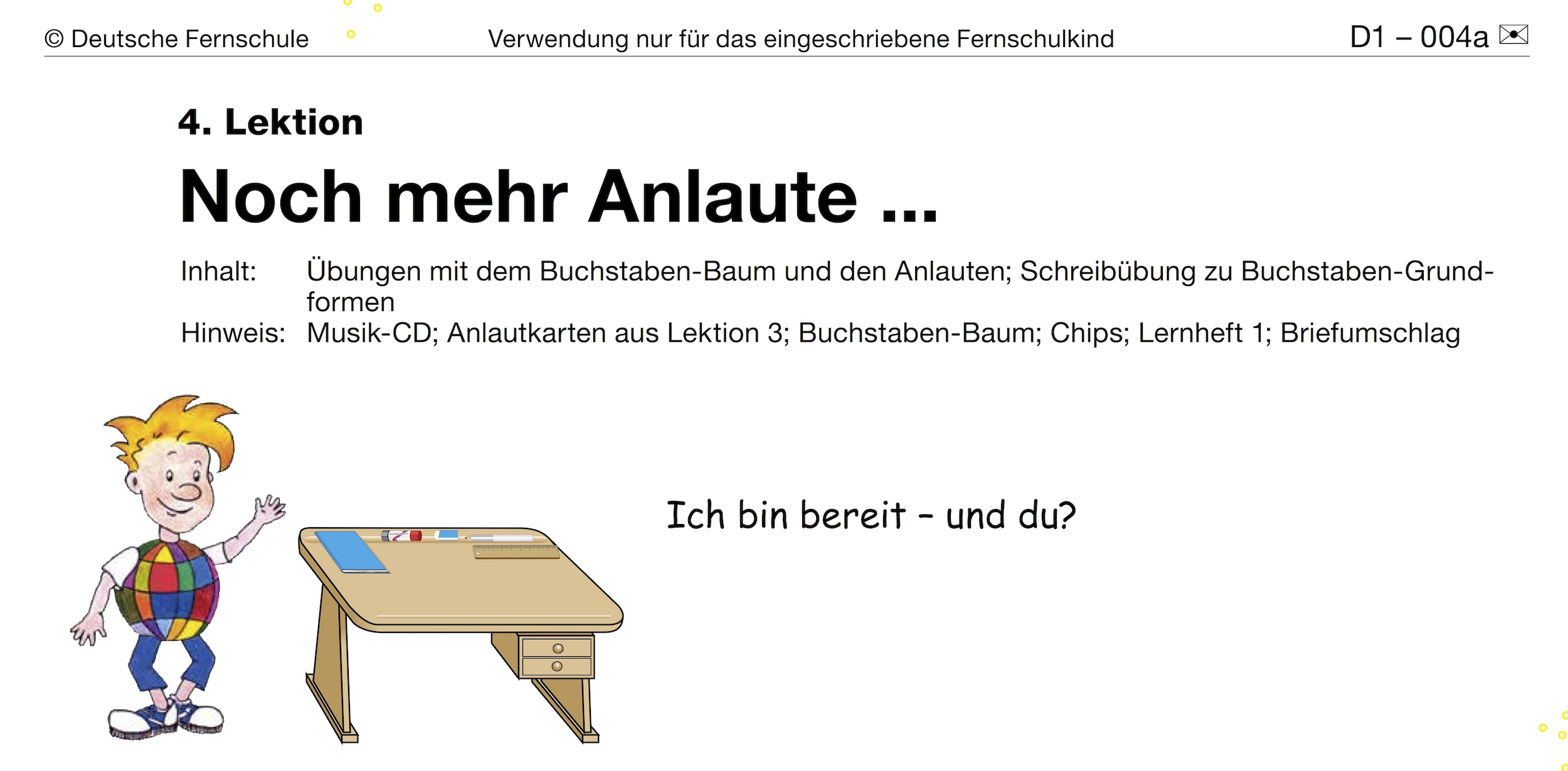 Seite aus dem Lehrbrief der Deutschen Fernschule Klasse 1