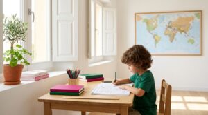 Fernschüler am Schreibtisch